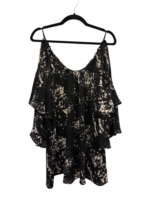 Parker Dresses & Skirts - Parker Cocktail Dress Womens XS Black Cream Cold Shoulder Flutter Sleeve Mini